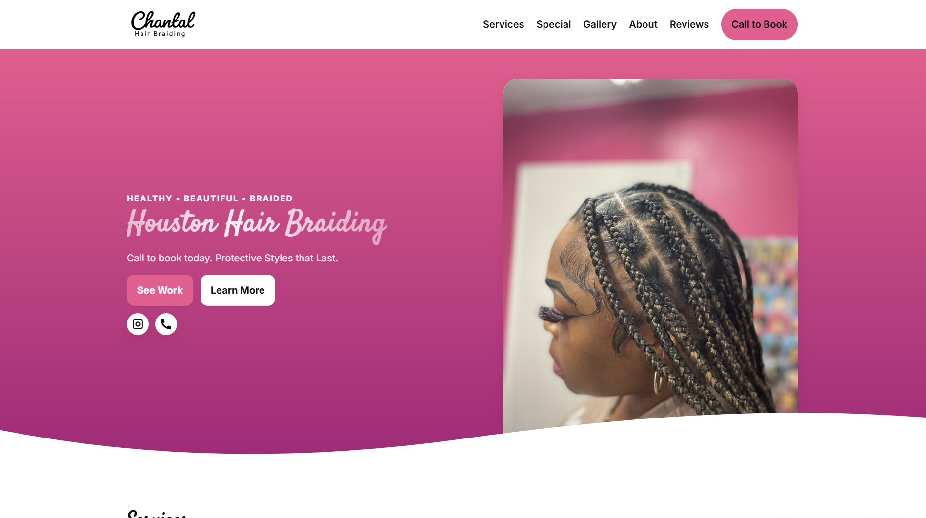 Salon website with gallery and booking